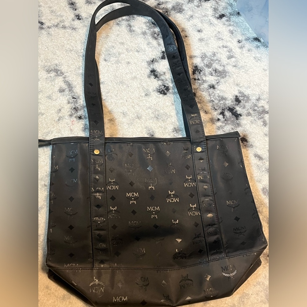 Vintage MCM Monogram Black Nylon Shopping Tote - Picture 7 of 11